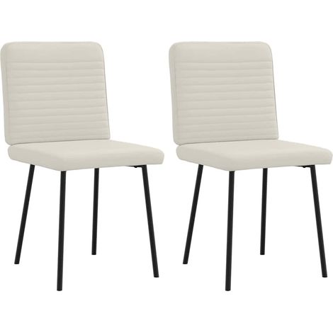 Esszimmerstühle 2 Stk. Creme Samt