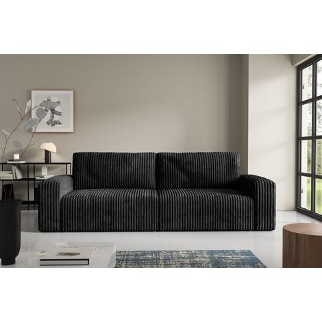Sofa 3-Sitzer mit Schlaffunktion NATALIA in Stoff Tilia Schwarz