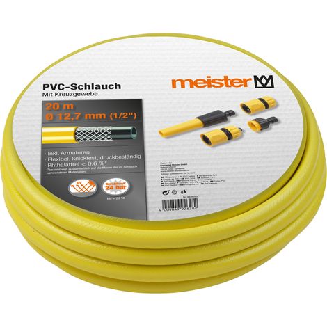Meister Schlauch Kreuzgewebe, 12,7 mm (1/2 Zoll) - 20 m Länge - Inkl. Armaturen - Zur Bewässerung kleiner Flächen
