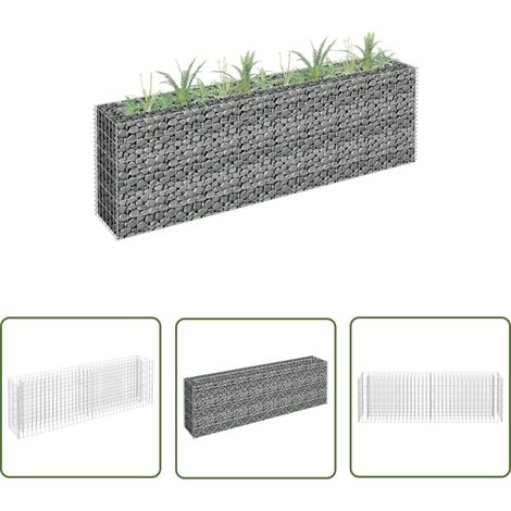 The Living Store Gabionen-Hochbeet Verzinkter Stahl 180×30×60 cm - Stabiles Hochbeet - Gartendekoration - Gabionenpflanze - Stahldrahtkorb - Gartengestaltung (1/5)