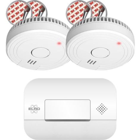 ELRO FF1840 Kit de Protection Incendie - 2x Détecteurs de Fumée à montage magnétique - 5 piles - & Détecteur de Monoxyde de Carbone
