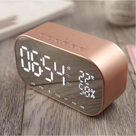 Radio réveil Bluetooth Haut-parleur FM avec thermomètre et fonction dappels mains libres (1/4)