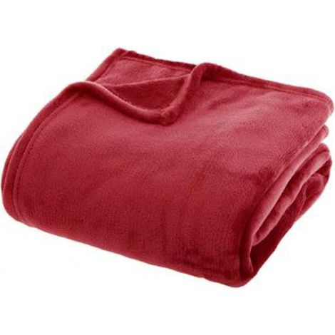 Plaid Doux Uni "Flanel" 180x230cm Rouge (1/2)