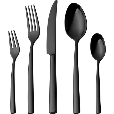 Besteck 30teilig 6 Personen 18 10 Edelstahl Monobloc Schwarz 30-teilig (1/5)