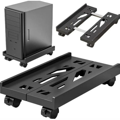 Support PC sous Bureau: Support D'unité Centrale Mobile avec Roues Verrouillables, Antidérapantes Support Tour PC Taille Réglable, Chariot de Support de Tour PC pour La Plupart des PC