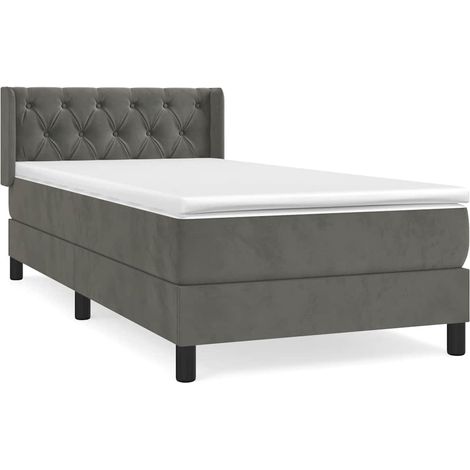 Maison Exclusive - Giroletto a Molle con Materasso Grigio Scuro 80x200 cm Velluto (1/5)