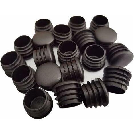 Bouchon en Plastique Rond, 20 pièces Bouchon d'extrémité de Tube Noir Bouchon de Chaise Glisse de Meubles /Jambe Tuyau Couvercle Insert (25mm)-