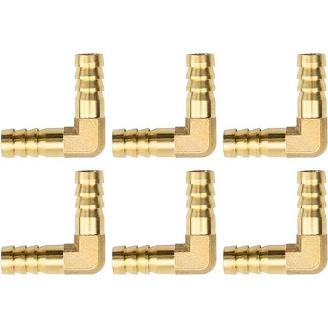 Lot de 6 raccords de tuyau coudés en laiton - 10 mm - 90° - En forme de L - Pour liquide et gaz (1/5)