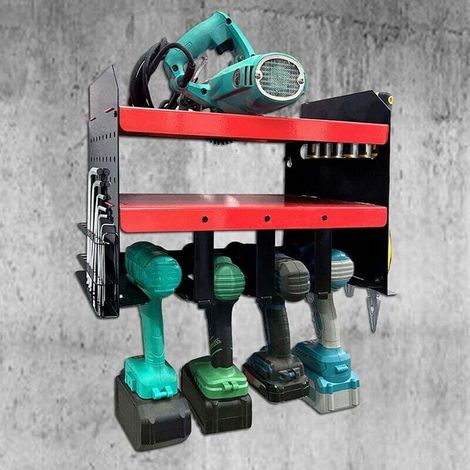 Rangement D ' Outils Accessoires D ' Atelier Système D ' Organisation Outils Électriques Organisateur D ' Outils in/aus Fer Support zu/bei Outils zu/bei zwei Couches mit 4 Porte - Forets die zwei Côté