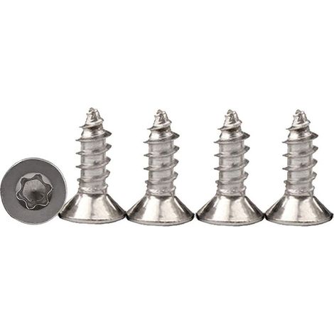 INHHUB 100pcs M3 x 10 Fully Threaded Torx Countersunk Head Wood Screws for Chipboard A2 Standard Quincunx Stainless Steel Self-Tapping Screws Full Thread Fastener for (1/4)