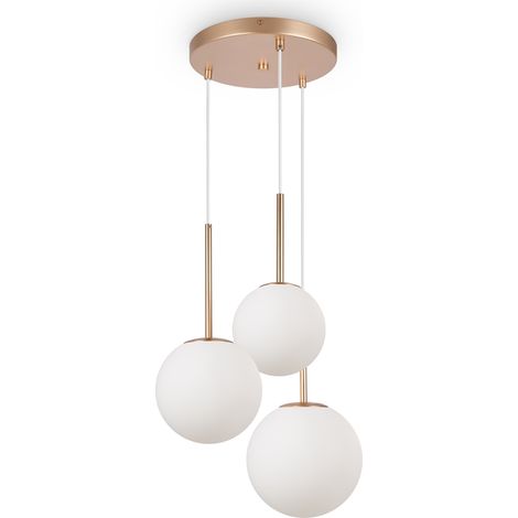 Maytoni Basic Form sospensione 3xE14 ottone vetro bianco (1/4)