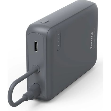 POWERBANK HAMA POWER PACK 10000 mAh 2xUSB-C INDICADOR DE CARGA CABLE INTEGRADO ANTRACITA