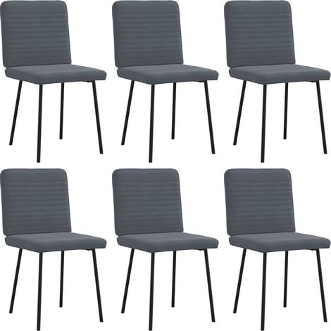 Sillas de comedor 6 unidades terciopelo gris oscuro