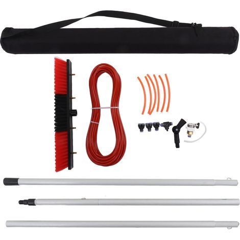 Kit de lavage avec brosse à eau en alliage de titane, facile à utiliser pour nettoyer fenêtres et panneaux solaires, perche de 3 m avec brosse de 50 cm. (1/5)
