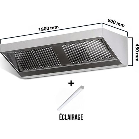 Hotte murale sans moteur 1800x900x450 mm avec éclairage, filtre et robinet de vidange PREMIUM - GOLDINOX (1/4)