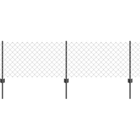 Grillage rouleau,Clôture en maillons avec 22 poteaux en U Gris 0.6x25 m Acier CFW8200003 (1/3)