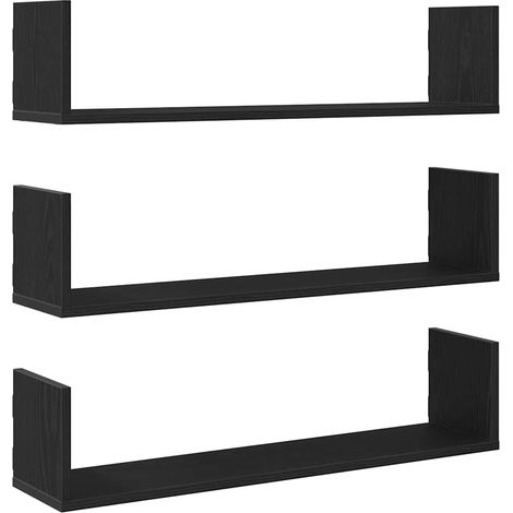 Maison Exclusive - Mensole a Parete 3pz Rovere Nero 80x18x18 cm in Truciolato