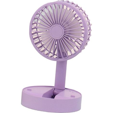 Zusammenklappbarer, leiser und leistungsstarker, kompakter Standventilator mit drei Geschwindigkeitsstufen, lila. (1/2)