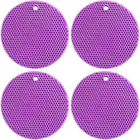 Sous-plat En Silicone - 18 Cm - Résistant À La Chaleur Jusqu'à 240 °C - Antidérapant Structure En Nid D'abeille - Pour Cuisine Camping Camionnette - Lot De 4