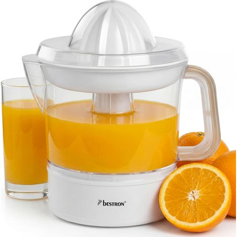 Presse-oranges et agrumes électrique, Inclut 2 cônes de pressage et un couvercle pour préserver l'arôme, Moteur à deux sens de rotation (gauche/droite), Capacité: 0.7 Litre, Couleur: Blanc (1/5)