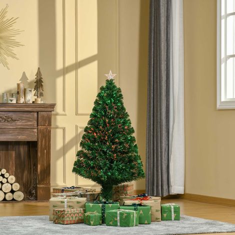 Albero di Natale artificiale, abete con decorazioni natalizie, luci a LED, 60 x 60 x 120 cm, verde (1/5)