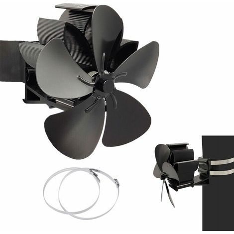 Ventilateur Poêle 5 Pales Autoalimenté Chaleur Économe Énergie Fixation Murale Bureau -ULISEM (1/5)