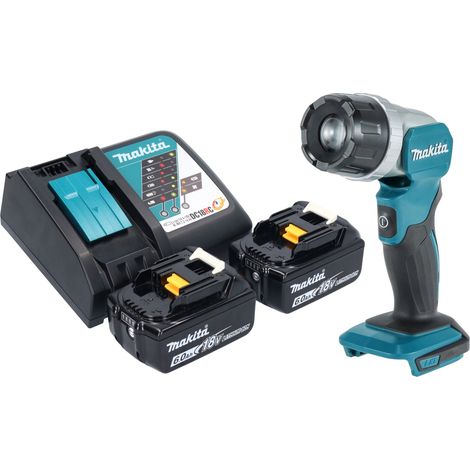 Makita DML 808 RG Lampada portatile a batteria 14,4 / 18 V 190 lm LED + 2x batteria ricaricabile 6,0 Ah + caricatore