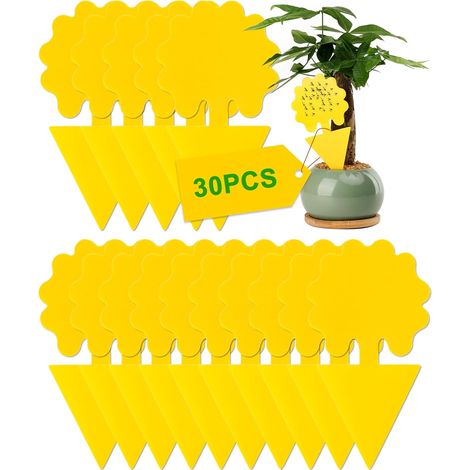 30 Pcs Pièges à Insectes, Anti Moucherons Interieur, Double-Face Étanche Jaunes Attrape Autocollants, Ultra Efficace Non Toxiques, pour Les Insectes Intérieurs et Extérieurs