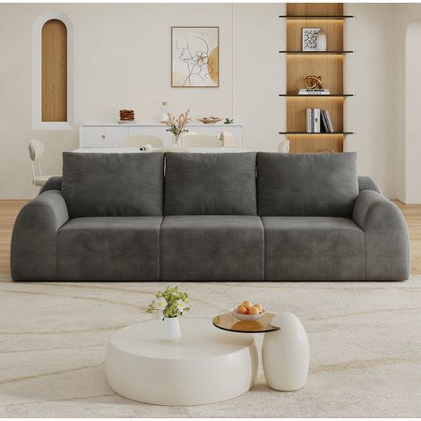 Canapé droit 257x95x85 cm en tissu gris foncé sans montage pour salon, gain de place – MEUBLIV (1/5)