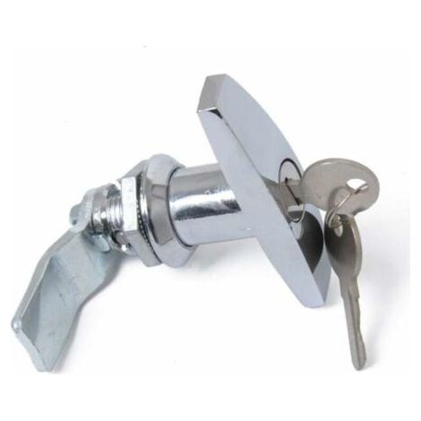 Serrure à Poignée en T avec Clé, Alliage d'Aluminium Loquet de Porte de Remorque Verrouillage de Poignée en T Verrou Universel de Poignée en T pour Trailers Campers,Argent