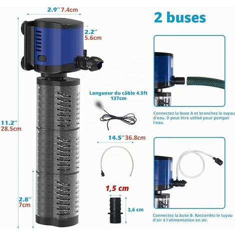 Aquarium Submersible Pump 1000 L/h for Liters - Inner Filter for Freshwater / Saltwater, Turtle Pond and Ponds with Protection against Water (1/4)