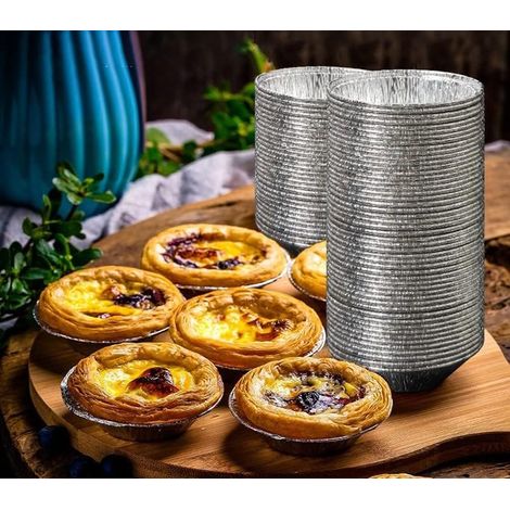 Lot de 200 Moules à tartelette, Aluminium, Capacité 50 ml, Cuisson uniforme, Four et lave-vaisselle, Pâtisserie amateur et professionnel