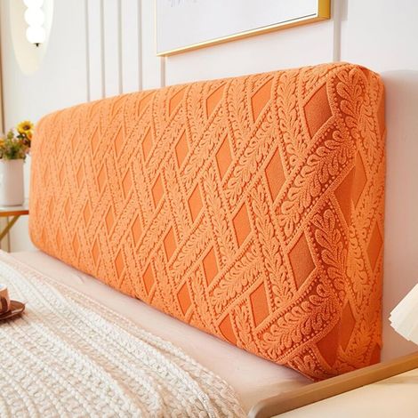 Orange 150cm Housse de tête de lit, Housse de Protection de tête de lit écrasée Anti-poussière matelassée Extensible, Lavable Amovible, pour décor de Chambre à Coucher (1/5)