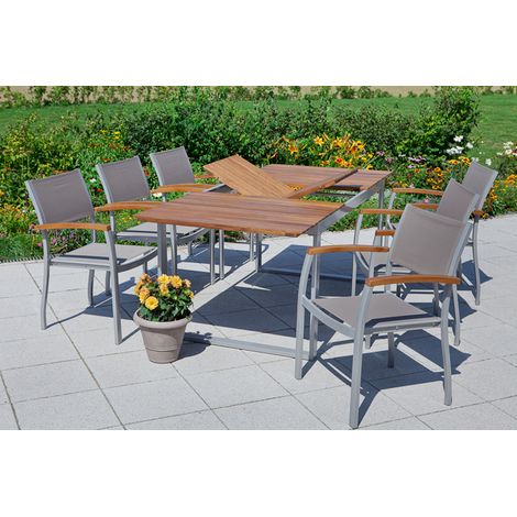 Naxos Set 7tlg 6 Sessel Tisch 150(200)x90cm