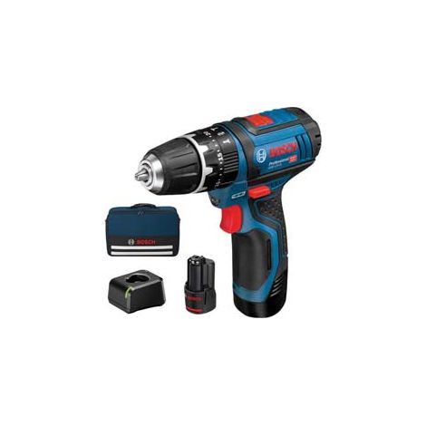 TRAPANO AVVITATORE PERCUSS. 2 BATT. LITIO 12V MAND. MM.10 (GSB 12V15)  2 batterie al LITIO da 2,0 Ah    BOSCH