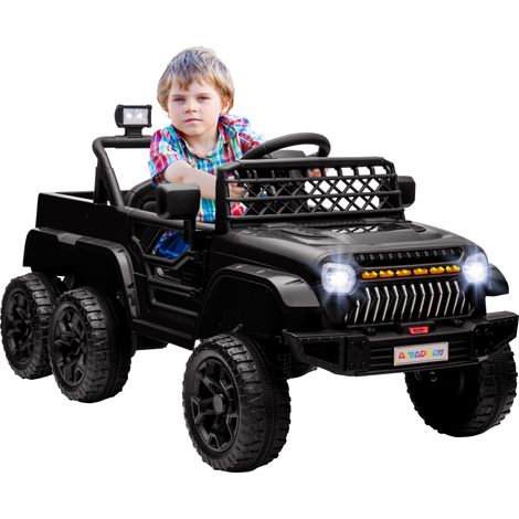Voiture électrique enfant buggy électrique enfant 2 moteurs 12 V 3 vitesses remorque arrière 122 x 62,5 x 65 cm noir
