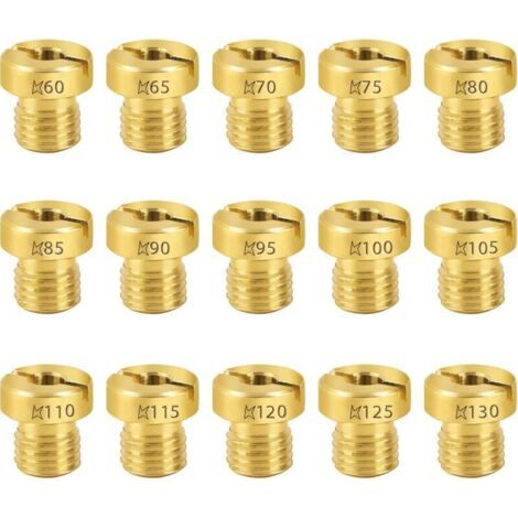 15 Pièces Gicleurs 6mm Carburateur Principal Jet Set pour Carburateur Dell'Orto PHBN-PHVA 60-130mm Taill (60/65/70/75/80/85/90/95/100/105/110/115/120/125/130) pour Scooter Moto (1/5)