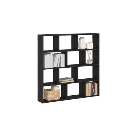 Étagère cube murale 12 compartiments noir bois d'ingénierie (1/5)