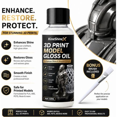 KineShineX 3D-gedruckter Modellglanzlack, Oberflächenaufhellungs- und Glättungsbehandlungsflüssigkeit (50 ml) für Figuren und Ornamente.