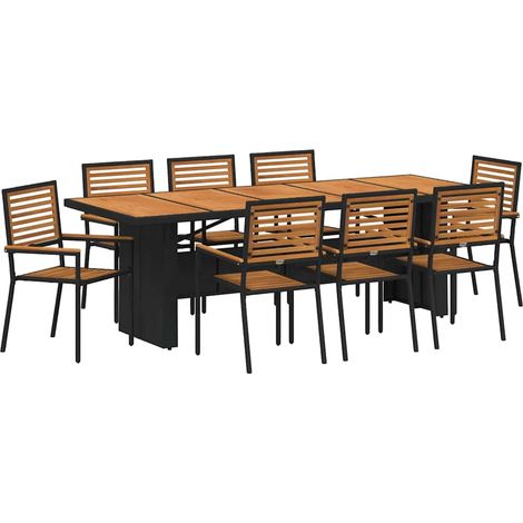 Maison Exclusive - Set da Pranzo per Giardino 9 pz Nero e Marrone polyrattan (1/5)