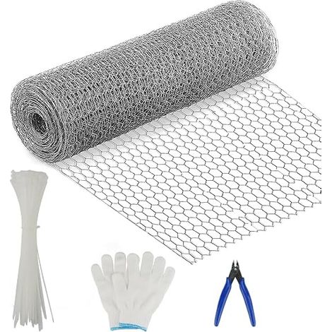 Galvanized Hexagonal Poultry Wire Mesh Roll 40cm x 10m Wire Rope Wire Mesh Wire with Wire Cutters and Cable Ties (1/5)