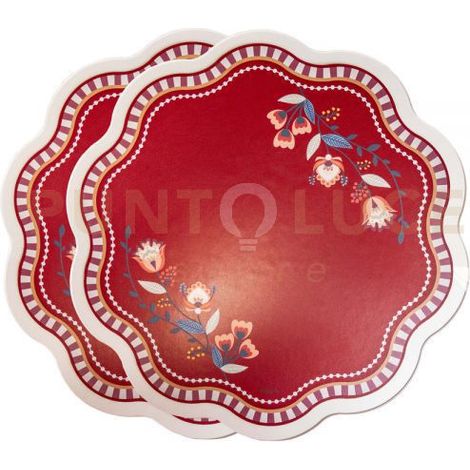 SET 2 SOTTOPIATTI ARMONIA IN CRISTALLO ACRILICO E ECOPELLE COLORE BORDEAUX