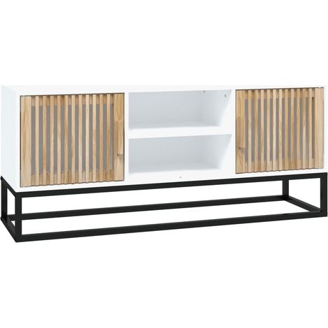 vidaXL Mobile Porta TV Bianco 105x30x45cm in Legno Multistrato e Ferro (1/5)