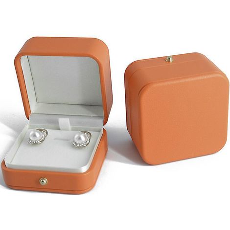 fabuleuse Bote Bijoux En Tissu 1 Pice Cuir Orange Bague Boucles D'oreilles Collier Bracelet Pendentif Bote De Rangement (1/5)