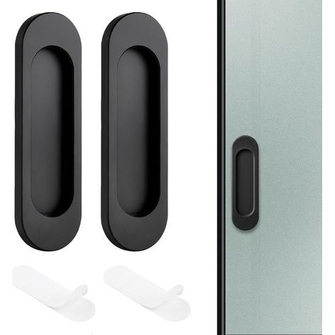 2 Stück ovale, selbstklebende Schiebetürgriffe (10 cm) – Ideal für Schiebetüren und Möbel, einfache und dauerhafte Montage