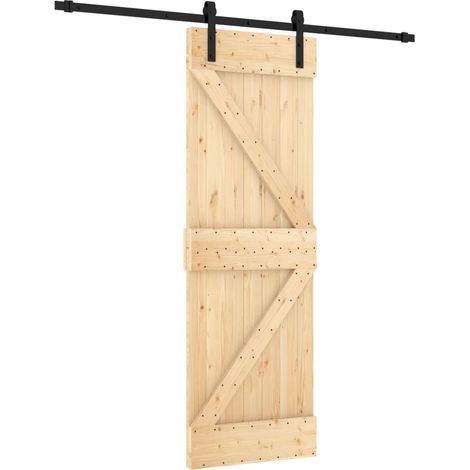 Puerta corredera con herrajes madera maciza de pino 70x210 cm vidaXL (1/6)