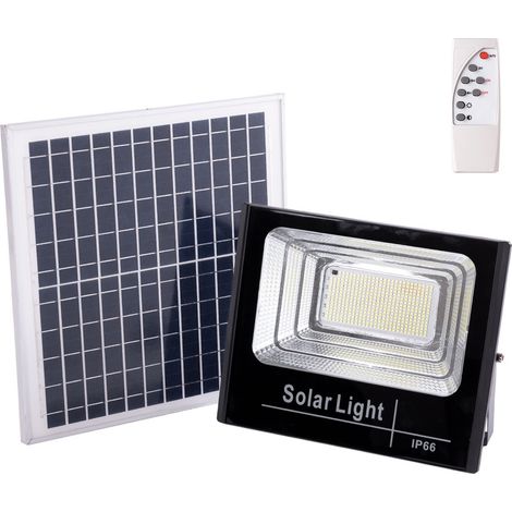 Proiettore LED solare 150W 4000K Pannello: 6V/15W Batteria: 3,2V/10000MaH Telecomando [HO-SOLARFL-150W-01-W] (1/5)