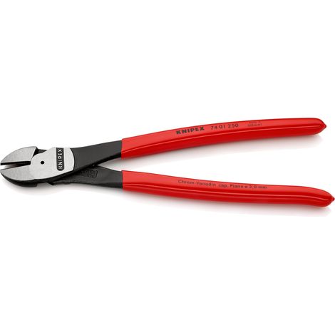 KNIPEX 74 01 250 Tronchese laterale per meccanica tipo "forte" rivestiti in resina sintetica atramentata nera 250 mm (1/3)