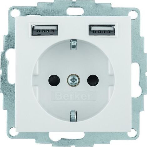 Berker Presa Schuko USB Bianca con 2 Porte USB