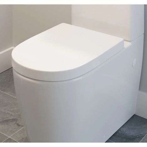 D Shape Toilet Seat Top Fix Soft Close Hinges Bathroom Cloakroom Modern White (1/5)
